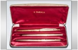 Parker Vintage 12ct Gold Plated Ball Point Pens 3 in total. Original box. All pens are in good