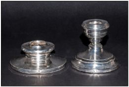 Edwardian Silver Squat Candlestick Hallmark Birmingham 1919. 2.5`` in height, Plus a small Silver