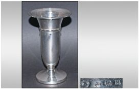 A Silver Trumpet Shaped Vase with Loaded Base. Hallmark Birmingham 1936. Stands 6 Inches High. 6.5