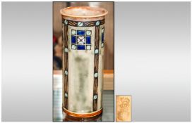 Royal Doulton Cylindrical Shape Art Nouveau Vase. With incised and pigmented brush line decoration.