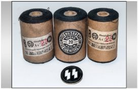 3 Rolls of SS Sewing Cotton together with badge
