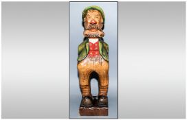 Black Forest Carved Wood Figural Nutcracker, a stocky, bearded gentleman in Alpine costume, carved