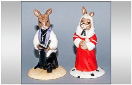 Royal Doulton Bunnykins, 1. Judge, 2. Vicar, Issued 2001 with certificate. Original boxes.