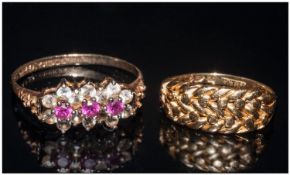 Two 9ct Gold Ladies Dress Rings, Both Fully Hallmarked (Rubbed)