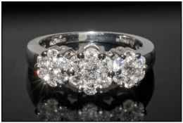 9ct White Gold Diamond Cluster Ring, Approx 1ct, Ring Size N