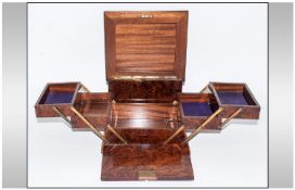 Burr Walnut Veneer Jewellery Box with pull out compartments 8 by 7 inches.