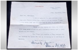 Anna Neagle Signed Letter from the kings theatre Glasgow, 17th September 1952. To a Mrs Whittaker.