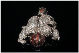 Large Silver Bulldog Pendant