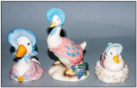 Collection Of Three Beatrix Potter Figures Including Royal Albert `Jemima Puddle Duck`, Beswick `