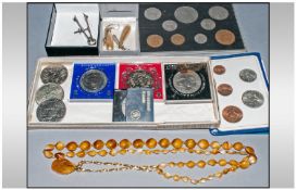 Small Box Of Collectable Coinage, Costume Jewellery & Oddments.