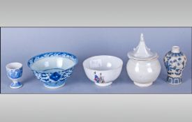 WITHDRAWN   Five Various Items of Chinese and Chinoiserie Ware comprising blue and white bowl; 5.5