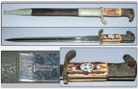 Dress Bayonet And Scabbard, German WW2 Third Reich Police Side-Arm/Bayonet, Marked To Blade P D