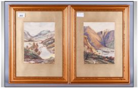 Pair Of Watercolours  Lake District Scenes WastWater/Great Gable & Dunmail Raise & Nelvellyn.