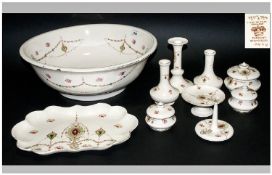 Devon Ware Stoke on Trent Dressing Table Set and Water Bowl (10) pieces in total.