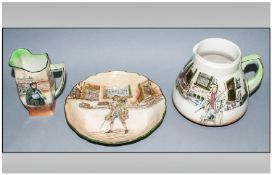 Royal Doulton Early Dickens Series Ware Jugs, 3 in total. 1. Sairey Gamp, D2473, 5`` in height, 2.