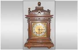 English Late 19th Century Impressive Oak Cased Mantle Clock with pierced fretwork, side panels