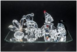 Swarovski Silver Crystal Figures ( 4 ) In Total. 1/ Penguin Num.7661 NR 000 Height 1.5 Inches. 2/