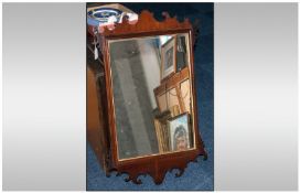 William IV Mahogany Mirror, Of Rectangular Form With Shaped Finial And Base, 30 x 18½ Inches