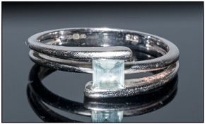 9ct Gold dress ring set with a princess cut Aquamarine on a modern twist fully hallmarked, Ring