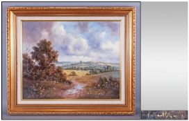 Richmond Blowey B1947- Summer Season Country Scene Oil on canvas, signed. 15.5x19.25``,