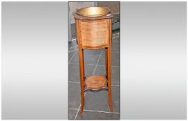 Wooden Plant Stand, with inlay string banding, standing on four tapering legs. 40 inches high 15