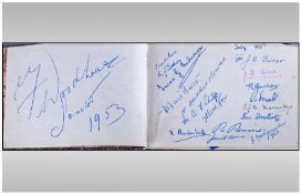 Autograph Book Containing Laurel & Hardy Signatures, Vendor Informs Collected On Train In The 50`s