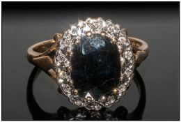 9ct Gold Diamond And Sapphire Ring, Ring Size O