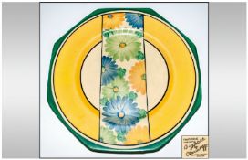 Clarice Cliff Octagonal Shaped Cabinet Plate, `Sungay` design. Circa 1932. 8.75`` in diameter