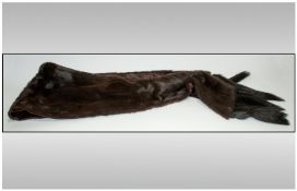 Dark Brown Winter Ermine Stole, fully lined with shaped shoulders. With five detachable tails to