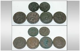 George III Copper Cartwheel Half Pennies, 4 in total. Date 1797, Plus 2 George III1797 Farthings.
