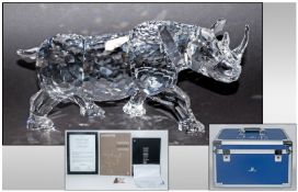 Swarovski - SCS, Numbered and Ltd Edition - Cut Finest Crystal Figure of ` The Rhinoceros `