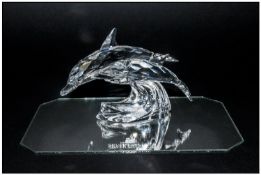 Swarovski Annual Edition Collectors Society Crystal Figure, Mother & Child `Lead Me` The Dolphins.