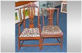 Late 18th Century Oak Arm Chair, together with a Late 19th Century open arm chair