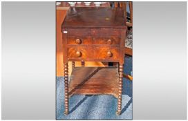 Mahogany Writing Desk with Lift Up Lid to Reveal Velvet Writing Slope. Two Drawers Below with