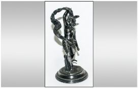 Victorian - Fine Silver Plated Figure of a Semi-Naked Woman, Right hand raised above her head,