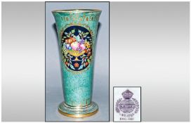Mintons Hand Finished Lustre Vase decorated with classical urns and floral images within gold