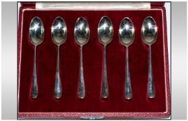 British Hallmarks Cased Set Of 6 Silver Teaspoons Each With The 6 Assay Marks For London,