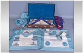 Four Sets Of Masons Regalia Including chapter past master collar, & Apron, Master Masons items. In