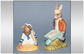 Royal Doulton Bunnykins, 1. Gardener, 2. Sailor, issued 1997 from the family holiday outing with