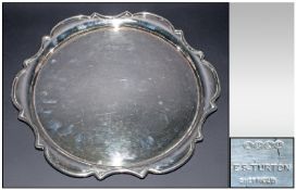Large Silver Plated Salver with pie crust borders. Marked E.S.P.N `E.S.Turton, Sheffield` 12`` in