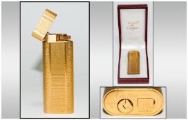 Les must de Cartier Gold Plated Cigarette Lighter, numbered 07436 E; allover marquise shape trellis