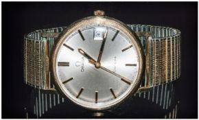 Omega - 9ct Gold Cased Datejust Gents Wrist Watch, Fitted to a Gold Plated Expanding Bracelet. c.