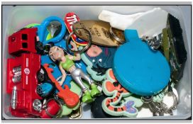 Box Of Over 20 Key Rings. Mostly novelty with several Disney types.