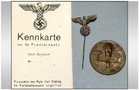 WW2 German Army Stick Pin, German Rally Badge & German Kennkarte