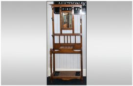 Oak Hall Stand and Mirror c 1930`s 72 inches high, 30 inches wide.