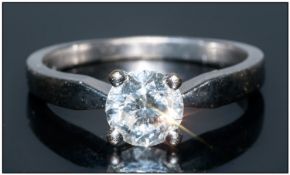 Ladies 18ct White Gold Single Stone Diamond Ring the round brilliant cut diamond of good colour (F)