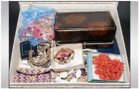 Box of Assorted Costume Jewellery comprising beads, brooches, earrings, necklaces etc