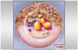 Handpainted Fruits Cabinet Plate In The Royal Worcester Style Signed D.Luke. `Apples & berries`