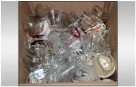A Boxed Lot of Misc Wine Glasses and Pottery Bric a Brac.