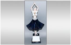 Art Deco Style Handpainted Porcelain Figure, stands 16.5`` in height.